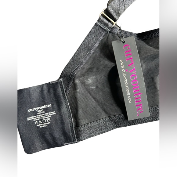 CURVY COUTURE black sheer mesh style 1311 unpadded underwire bra size 44DD NWT - Picture 5 of 13